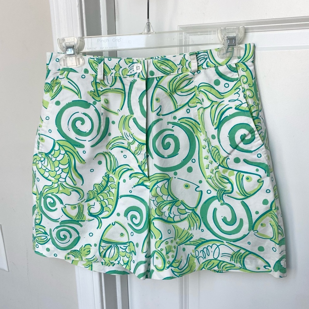 Lilly Pulitzer Schools Out Fish Print High Waist Resort Shorts 2 Vintage